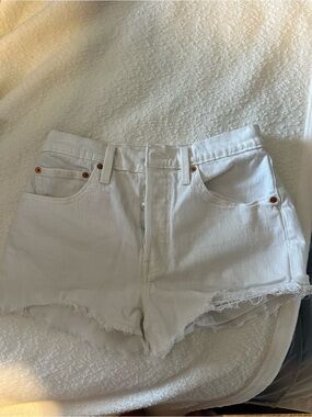 Levi’s 501 white denim shorts